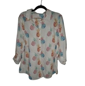 Chico's  Size 3  Women's Pineapple Print Button Up Blouse
